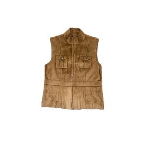 Lauren by Ralph Lauren Dry Goods Supply Co. Faux Suede Full Zip Vest Women Sz L
